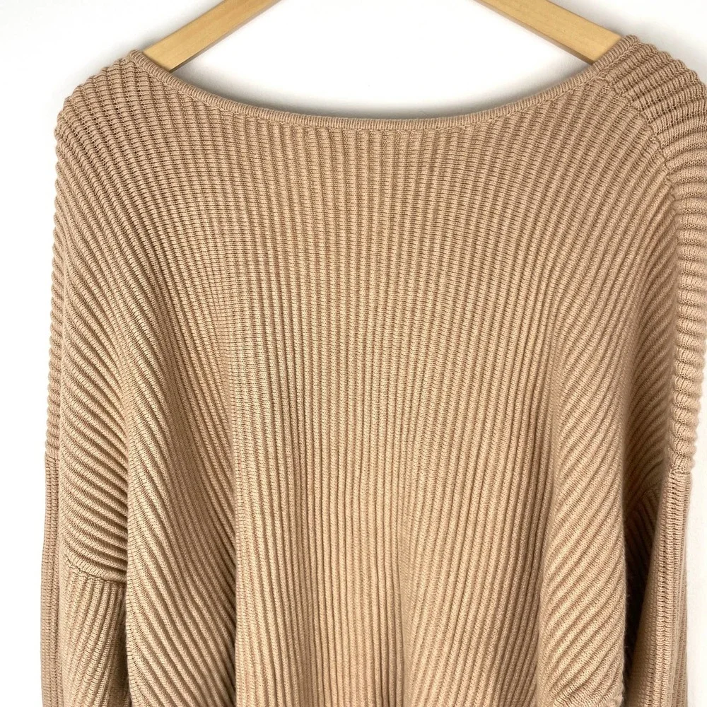 Lunya Cozy Cotton Silk Reversible Ribbed Pullover Sweater In Tranquil Tan XL New - Picture 13 of 16